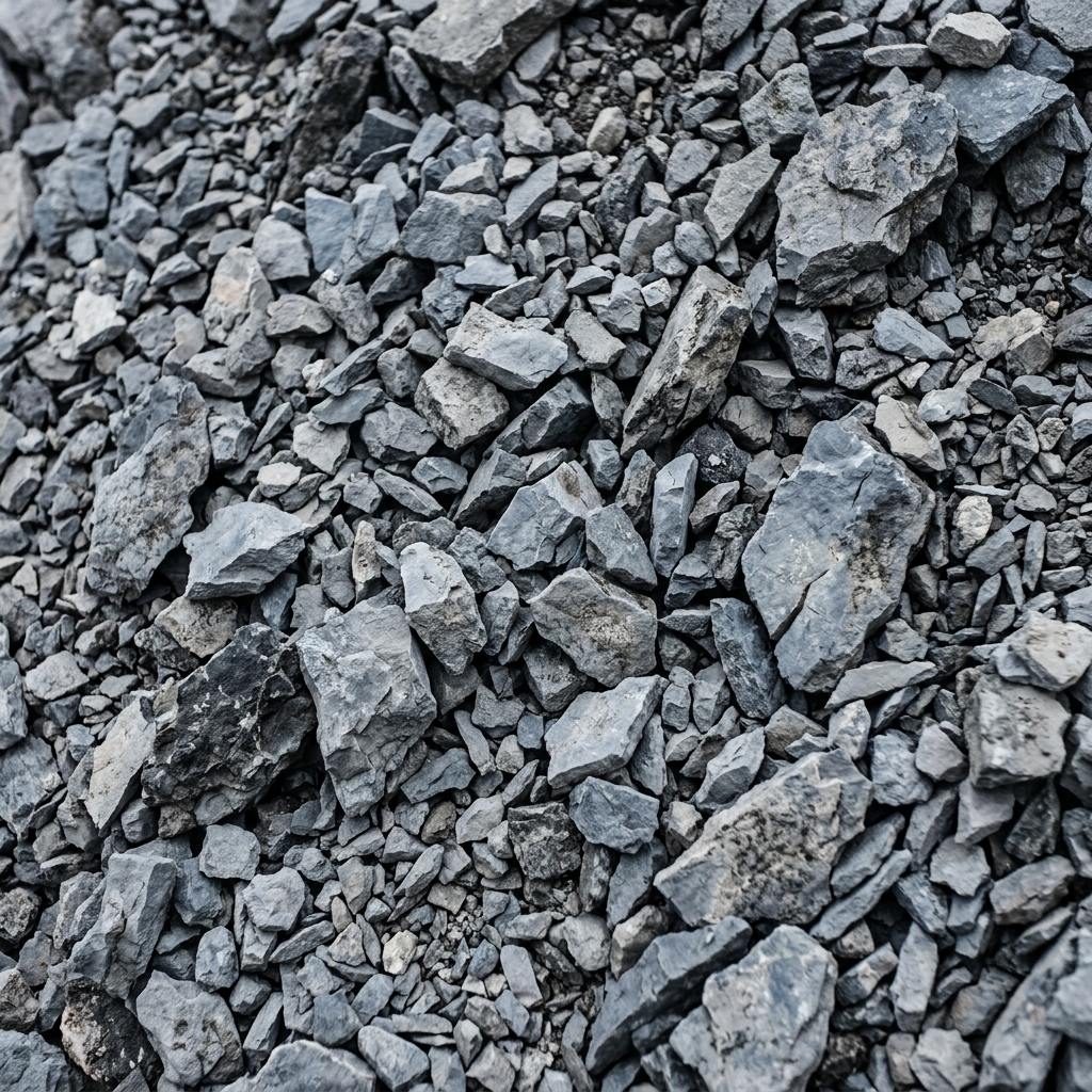 Loose angular scree on a mountain slope, seen from directly above